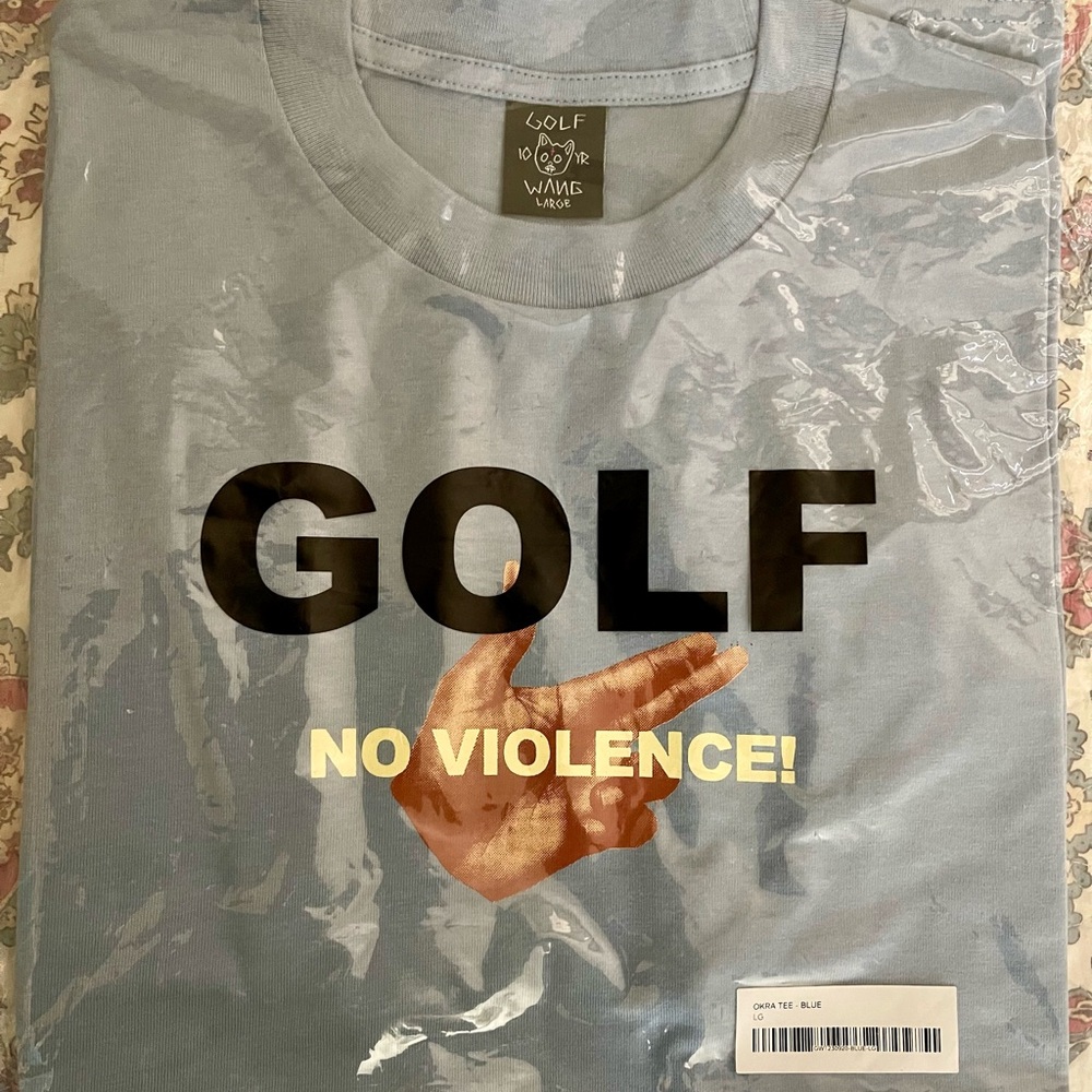 Golf Wang Blue " No Violence " Finger Gun Tee Large Tyler
